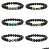 Charm Armbänder 8mm schwarze Lava Steinperlen Armband DIY ätherische Öldiffusor für Frauen Männer Schmuckabfall Dhgarden Dhyvr