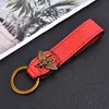 Keychains Lanyards Fashion Brand Luxury Design Key Chains Highend Golden Bee Leather Business Car Keychain for Men AntiLost Wristband Keyring 231006