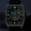 Zegarstka Hanboro Men Automatyczne zegarek luksusowe mechaniczne na rękę Luminous Tonneau Crystal Bezel Planet obraca jedną siatkę dziennie