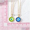 Pendant Necklaces Lots Colorf Turkish Blue Evil Eye Necklace For Women New Trendy Cats Stone Lucky Clavicle Chain Choker Jew Dhgarden Dhmxb