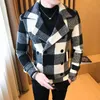 Männer Wolle Mischungen 4XL 5XL Marke Kleidung Männer Hohe Qualität Freizeit Plaid Woolen Tuch Jacken Männlich Slim Fit Winter Halten warme Woolen Tuch Mäntel 231005