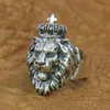 Cluster Rings LINSION 925 Sterling Silver Lion King Ring Mens Biker Punk Animal TA190 US Size 7-15224I