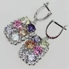 Boucles d'oreilles Fleure Esme Vintage Mode Mariage Pour Femmes Hommes Péridot Rose Morganite Violet Bleu Zircon Cubique Plaqué Rhodium R474