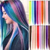 Synthetic Wigs LUPU 22 Inch Colored Highlight Synthetic Hair Rainbow Long Straight Hairpieces for Women Kids Girls Purple Pink Blue 231006