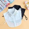 Womens Detachable Blouse False Collar Handmade Beading Rhinestone Sequins Flower Lapel Adjustable Half-Shirt Necklace254z