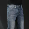 Новые ДЖИНСОВЫЕ Брюки, брюки, мужские брюки, стрейч, осень-зима, DDicon, облегающие джинсы с вышивкой, хлопковые брюки, стираные, прямые, деловые, повседневные, CQ8259