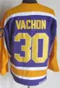 Man Vintage Hockey 30 Rogatien Vachon Jersey Retro 33 Marty McSorley 22 Tiger Williams 19 Butch Goring 16 Marcel Dionne Classic CCM Retire Black White Yellow Purple