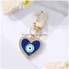 Key Rings Gold Turkish Evil Eye Keychain Keyring Women Men Blue Enamel Lucky Bag Car Phone Charm Pendant Ring Drop Delivery Jewelry Dhosb