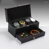 Titta på lådor Organizer Box Storage för resekurar Kolfiberfodral Display Multi-syfte och smycken