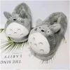 Pantoufles Y Totoro Mignon Chat Dessin Animé Animal Femmes/Hommes Couples Maison Pantoufle Pour Maison Intérieure Chambre Appartements Confortable Chaud Hiver Sho