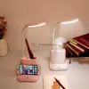 Table Lamps New LED Desk Lamp USB Charging Night Light Alarm Clock Thermometer Calendar 3-Level Dimmer Table Lamp With Pen Holder With Fan YQ231006