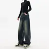 Jean femme Streetwear rétro mode été femmes taille haute ample jambe large pantalon en Denim droit Y2K Baggy pantalon 231005