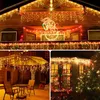 Outros suprimentos para festas de eventos Decoração de Natal Led Icicle Lights Outdoor Ano 2024 Fairy Light Street Garland On The House Droop 0.50.60.7M 231005