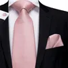 Papillon Hi Tie Designer Oro rosa Rosa Solido Cravatta da sposa in seta per uomo Handky Gemello Cravatta da uomo Moda Business Party Dropshiping 231005