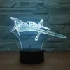 Bordslampor F16 X Fighter Fighting Plane 3D Lamp Airplane Gift Jet Kit Baby Sleeping Night Light For Child Bedroom Decor Touch Switch Table YQ231006