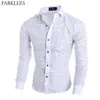 Camicie eleganti bianche con stampa a pois da uomo Camicie eleganti a maniche lunghe slim fit Chemise Homme Camicia casual da uomo Camisa Social315E