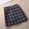 Röcke 2023 Herbst/Winter Vintage Plaid Kurzen Rock Vielseitig Casual Bottom Kleid Für Frauen