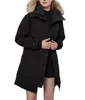 Goose Damen Daunenjacke, Parkas, elegante Damen-Winterjacken, mittellang, mit Kapuze, echter Wolf, Pelzkragen, Mäntel, verdickt, wattiert, warm, Übergröße 3XL, Mantel, Puffer-Frau