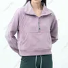 Tenues de yoga LU-99 Femmes Fitness Sweats à capuche Veste de course Dames Sport Demi-Sweat-shirt à glissière épais manteau de style court en vrac avec polaire 8