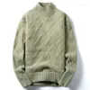 Herrenpullover Mock Neck Herren Herbst Winter Ganzkörperstrickkleidung Warme Oberteile Grundfarbe Khaki Pullover