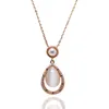 Collane con ciondolo Ociki Colore oro rosa Perle imitate Collana di cristallo opale Girocolli Goccia d'acqua vintage con zirconi per donne Regalo per ragazze