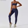 Aktiva uppsättningar Nclagen Yoga Set Sports Back Fitness Suit Hip Lifting and Pants Suit Leggings Sexig BRA -träning Handla Halter TightsL231007