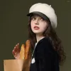 BERETS 2023ビンテージフランスの帽子シックウール女性大人の女の子冬の温かい帽子ブリムニットファッション秋