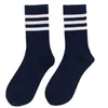 Women Socks Men's And Women's Unisex Classic Striped College Style Sports Students Black White Navy Middle Tube Short Crew Gift