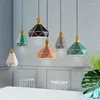 Pendant Lamps Nordic Restaurant Macaron Bar Small Chandelier Extremely Simple Solid Wood Hollow Creative Modern Decorative Bedroom