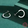 Pendientes de tuerca auténtica Plata de Ley 925 redonda turquesa Natural para mujer elegante Mini pendiente Piercing femenino joyería fina