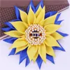 Broches de alta qualidade moda fita de tecido de cetim sólido cristal amarelo sigma gama rho corsage joias