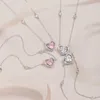 Ciondoli in argento sterling 925 di lusso con zirconi a forma di cuore dolce, collane con ciondolo per donne, designer di gioielli, regalo femminile