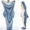 Tema dräkt grå blå haj onesies cos kostym vuxen cosplay pyjamas tecknad halloween come sömnkläder jumpsuit barn klädsling231007