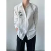 Męskie koszule 2023 Chińskie koszulę design sens haft grzywki Nisza z długim rękawem senior