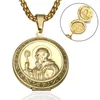 Pendentif Colliers Vintage Saint San Benito Médaille Or Acier inoxydable Peut ouvrir Po Cadre Pendentifs pour bijoux religieux315y