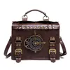 School Bags PU Leather Briefcase Shoulder Bag Medieval Steampunk Vintage Handbag Messenger Women s Clock Tote Crossbody Side Hand Man 231007