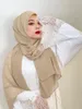 Ethnic Clothing Muslim Sets Monochrome Pearl Chiffon Long Scarf Hijab Malay Hui Gauze Shawl Thin Breathable Casual For Women