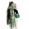 Scarves Winter Striped Imitation Cashmere Thick Scarf with Contrast Color Womens Warm Long Fringed Shawl Dualuse Foulard 231007