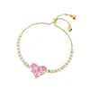 Bracelets de charme Bracelet personnalisé en zircone coeur réglable cadeau d'amitié fille goutte