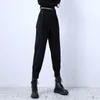 Pantalon de deux pièces pour femmes Insozkdg Femmes Costume Noir Moto Style Court Manteau Top Cargo High Street Automne Set Outifits