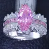 Victoria Wieck Claw Set Marquise Cut Pink Sapphire Simulé diamant 925 Bague de mariage en argent Sz 5-10 1990