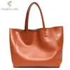 Shopping Bags SC Luxury Brand Cow Leather Tote Designer Cowhide Handbag Shoulder Fashion Female Large Capacity Liner Bag 231006