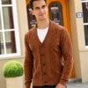 Men's Sweaters AIOPESON Cotton Argyle Cardigan Men Casual Single Breasted Solid Color Business Mens Cardigans Winter Fashion Sweater Man 231007