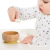 Tasses Vaisselle Ustensiles Bol d'alimentation pour bébé Vaisselle alimentaire Plaque d'entraînement en bois pour enfants Ventouse en silicone Fourchette en bois amovible Cuillère Vaisselle pour enfants 231006