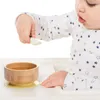 Tazze Piatti Utensili Ciotola per l'alimentazione del bambino Stoviglie per alimenti Piatto da allenamento in legno per bambini Ventosa in silicone Forchetta in legno rimovibile Cucchiaio Piatti per bambini 231006