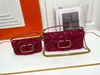 Large V Sequin Shoulder Bag High Version Beaded Embroidery Chain Small Square Bag Handheld Crossbody Small Bag
