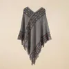 Scarves Womens Loose Sweater Knitted Shawl Cape Ethnic Style Tassel Rain 231007