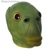 Theme Costume Weird Green Fish Mask Latex Green Fish Headgear Party Horror Spoof Funny Mask Cosplay Masks Adult Halloween Event Cosplay PropsL231008