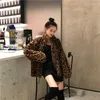 Women's Trench Coats Winter Leopard Print Jacket Stand Collar Warm Parkas Outwear 2023 Autumn Korean Female Loose Faux Fur