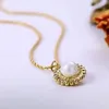 Pendant Necklaces Round Inlaid Beautiful Pearl Women's Fashion Retro Titanium Steel Gold Plated Sunflower Necklace Collarbone